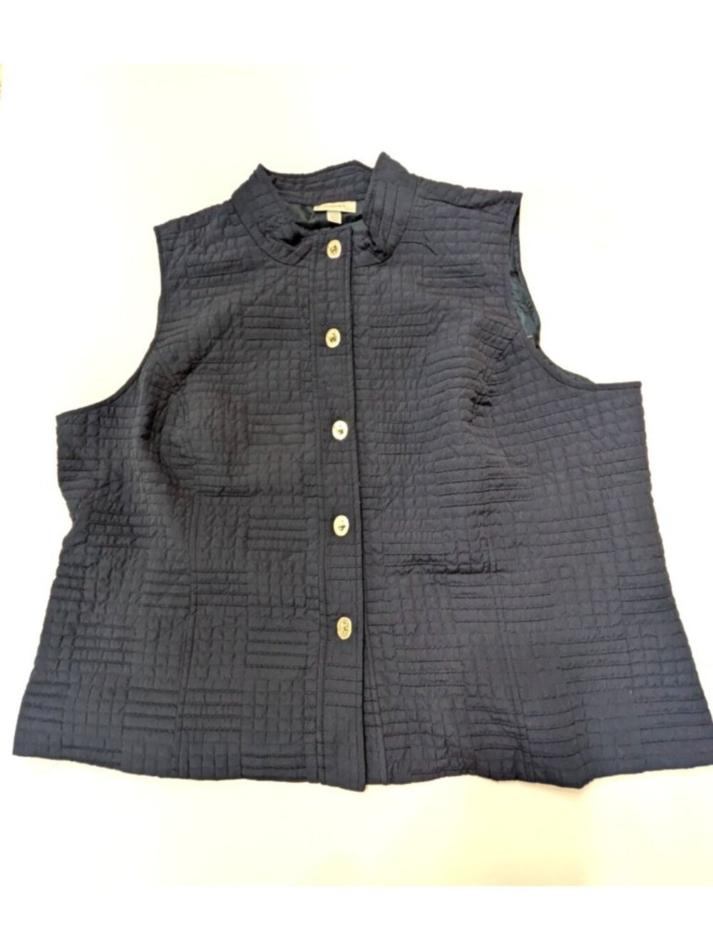 Dressbarn Navy Blue Quilted Lightweight Vest Womens Size 22/24 Cabincore Preppy
